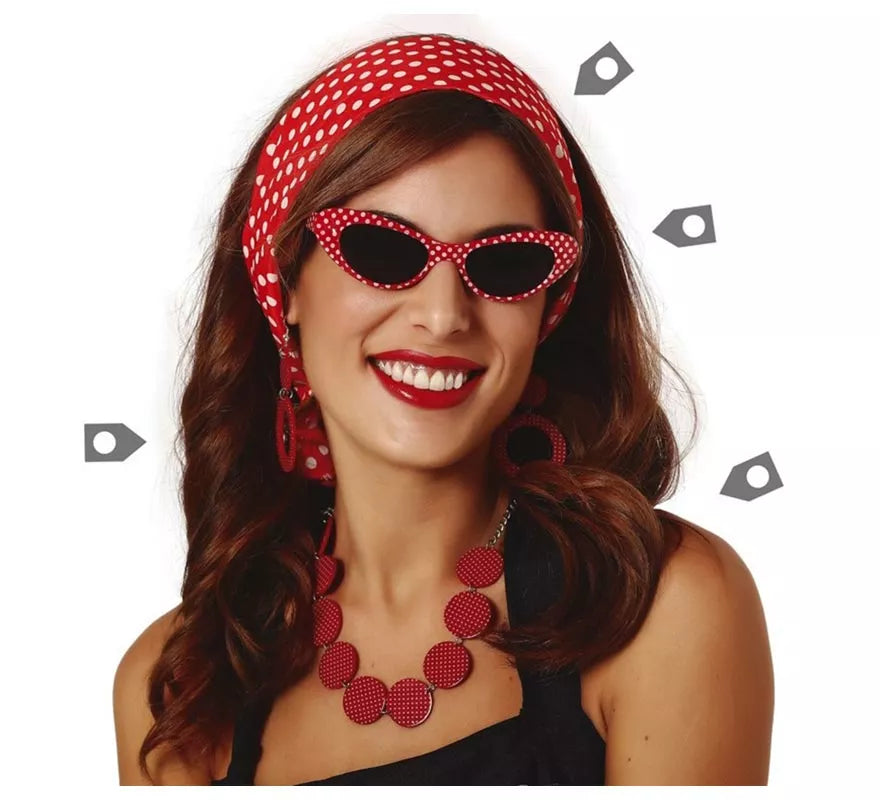 Translation missing: de.Kit Años 50: Cinta cabeza, Gafas, Pendientes y Collar
