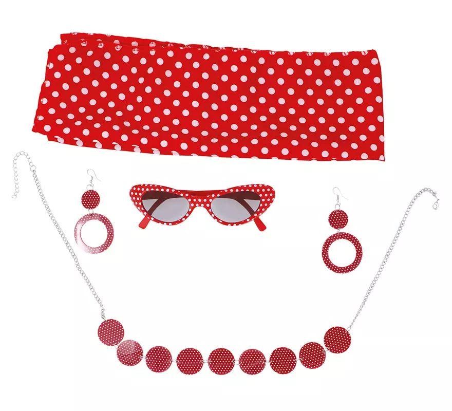 Translation missing: de.Kit Años 50: Cinta cabeza, Gafas, Pendientes y Collar