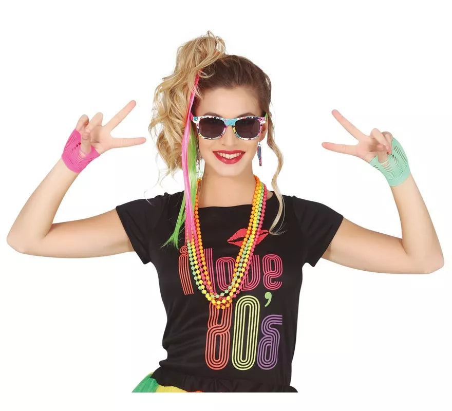 Translation missing: de.Kit Años 80: 2 Extensiones, Gafas, 2 Pendientes, 4 Collares y 2 Guantes