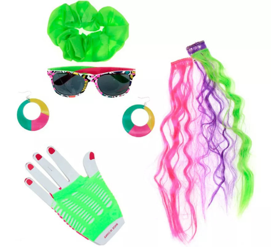 Translation missing: de.Kit Años 80: Coletero, Gafas, Extensiones, Pendientes y Mitón