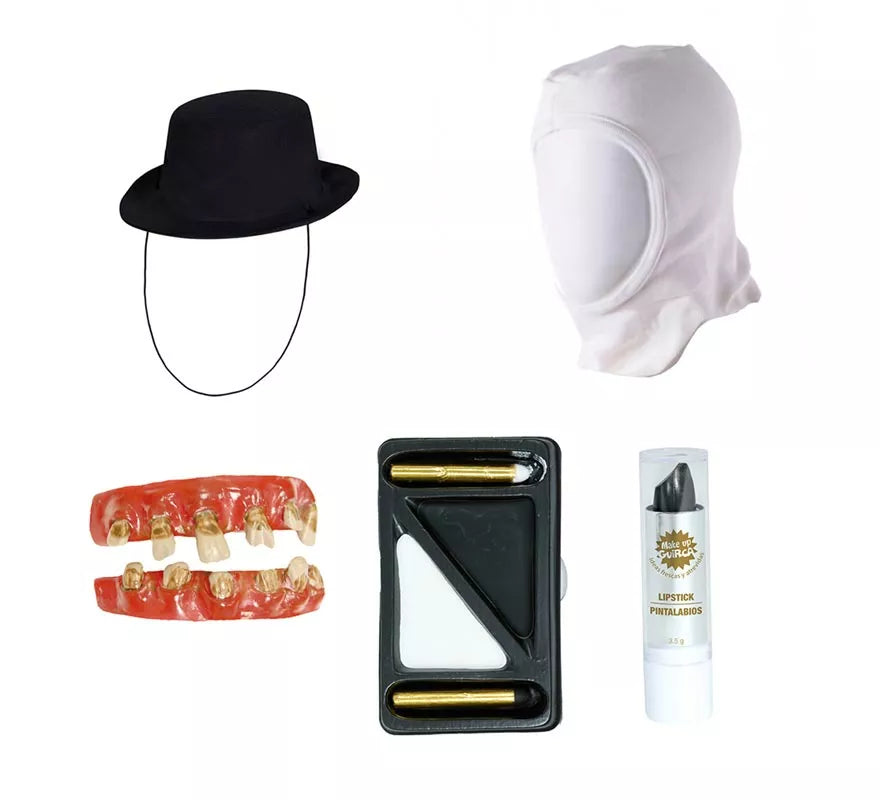 Translation missing: de.Kit Asesino Bufón: Sombrero, capucha, dientes, maquillaje y pintalabios