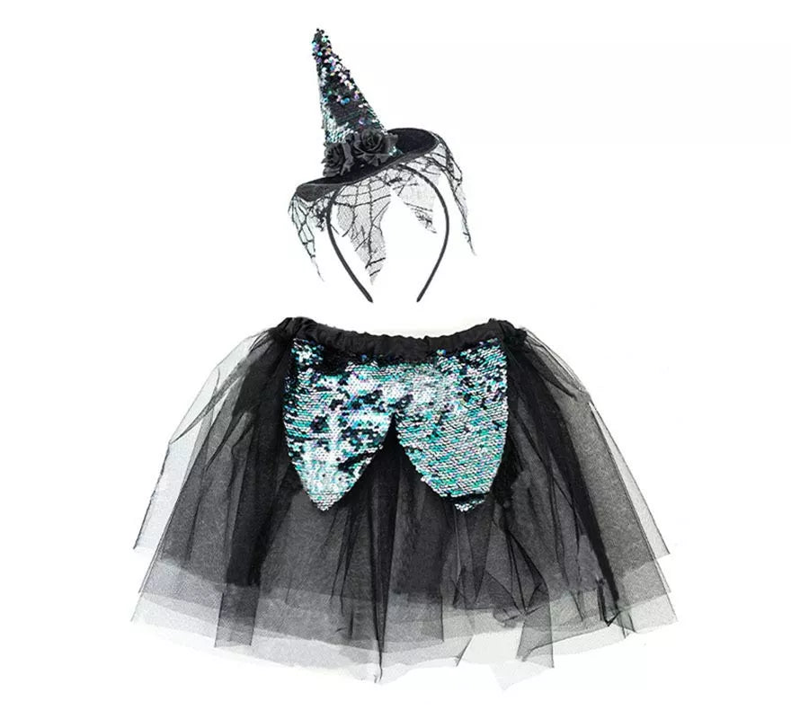 Translation missing: de.Kit Bruja negro: Tutú y Diadema con mini sombrero