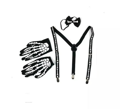 Kit Calavera: Tirantes, Pajarita y Guantes