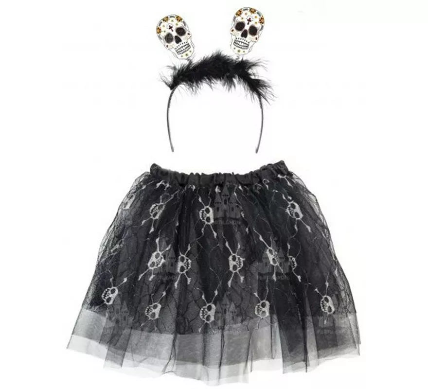 Translation missing: de.Kit Calaveras Blanco y Negro Infantil: Tutú y Diadema