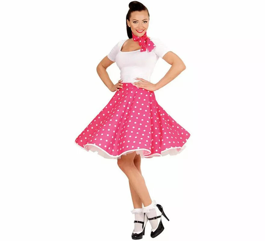 Translation missing: de.Kit Chica Pin Up Años 50 rosa para mujer: falda y pañuelo