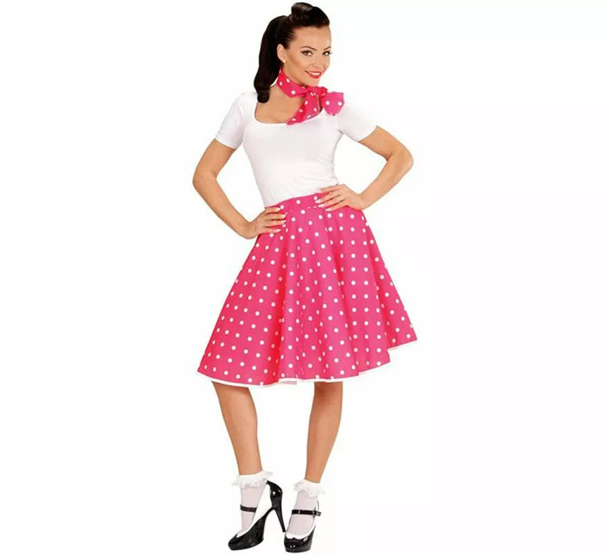 Translation missing: de.Kit Chica Pin Up Años 50 rosa para mujer: falda y pañuelo