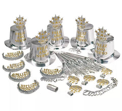 Silbernes Happy New Year Cotillion Kit für 10 Personen