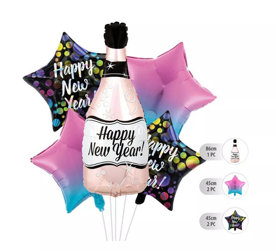 Translation missing: de.Kit de 5 Globos Foil Champagne de Happy New Year