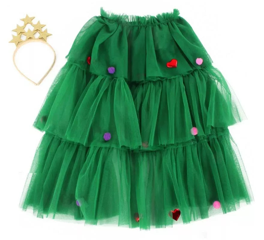 Kit de Árbol de Navidad: Diadema y Capa de Tul de 54 cm