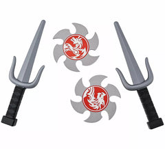 Ninja-Waffenset: 2 Dolche und 2 Plastiksterne