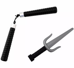 Ninja-Waffenset: Nunchaku und Dolch aus Kunststoff