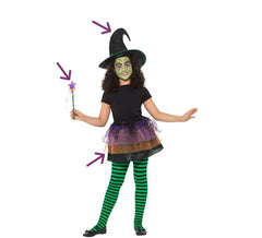 Wunderschönes Hexen-Set für Mädchen: Tutu, Hut und Zauberstab