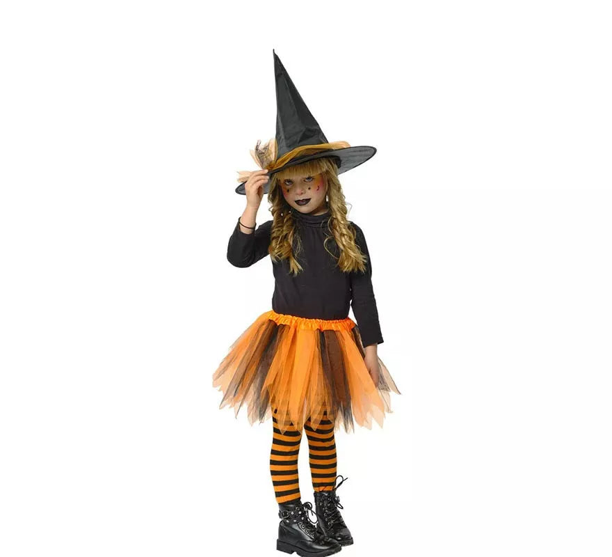 Translation missing: de.Kit de Bruja Infantil: Tutú naranja y Sombrero