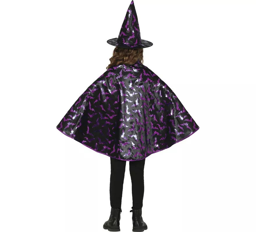 Translation missing: de.Kit de Bruja negro y lila Infantil: Capa y Sombrero