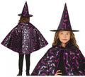 Kit de Bruja negro y lila Infantil: Capa y Sombrero