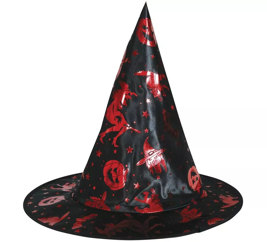 Translation missing: de.Kit de Bruja negro y rojo Infantil: Capa y Sombrero