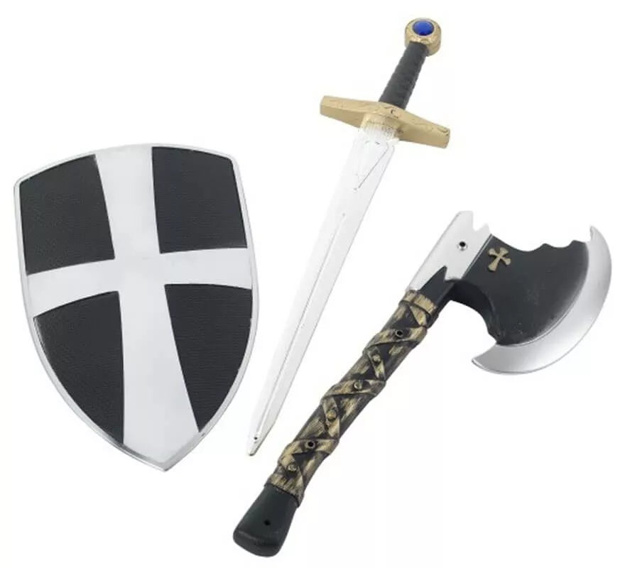 Translation missing: de.Kit de Caballero Cruzado Infantil: Hacha, Espada y Escudo