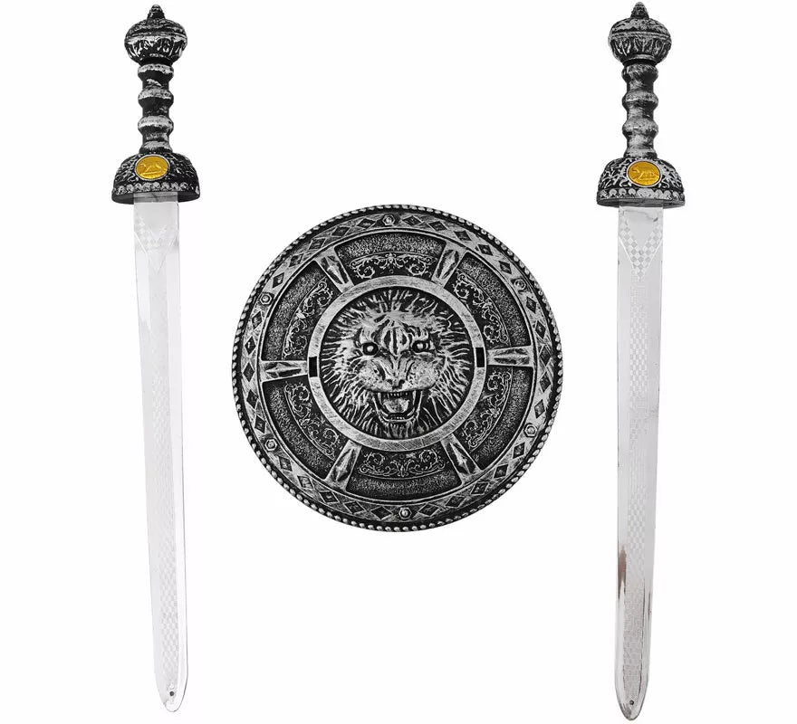 Translation missing: de.Kit de Caballero: Escudo y 2 Espadas de 49x6 cm de plástico