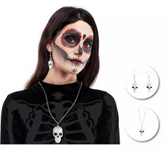 Totenkopf-Set: Halskette und Ohrringe