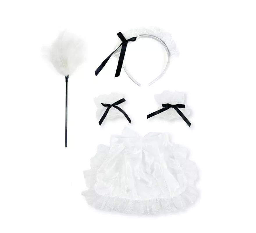 Translation missing: de.Kit de Camarera blanca: Diadema, Plumero, Muñequeras y Delantal