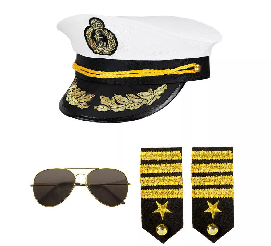 Translation missing: de.Kit de Capitán Marino: Gorra, Gafas y Presillas de grado