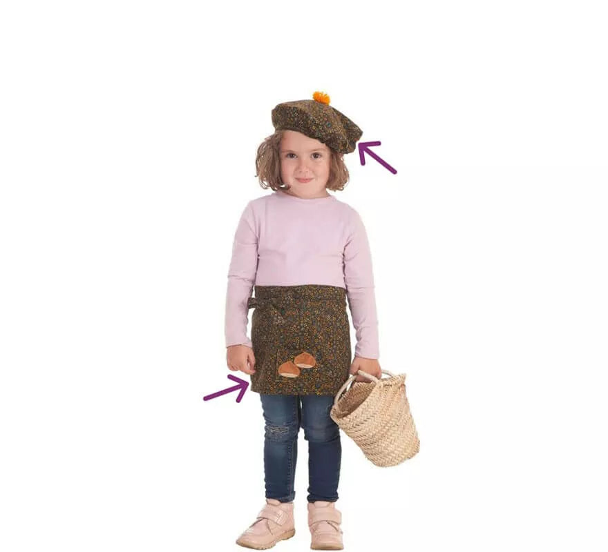 Translation missing: de.Kit de Castañera para bebé: Delantal y Gorro con Flores