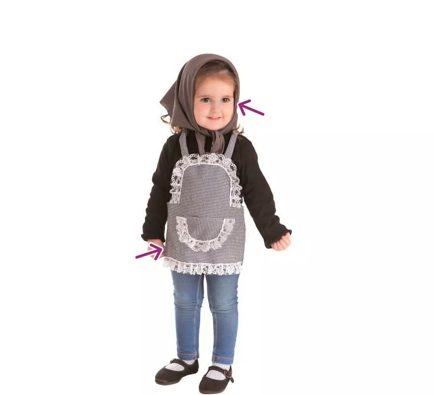 Translation missing: de.Kit de Castañera Vichy para niña: Delantal y Pañuelo