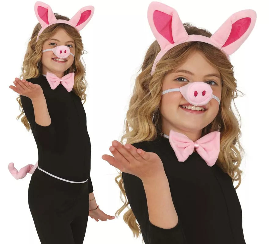 Translation missing: de.Kit de Cerdito para niños: cola, nariz, orejas y pajarita