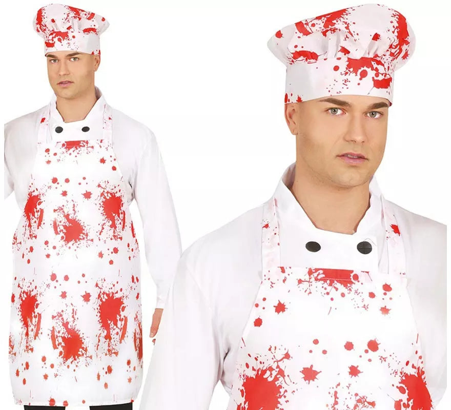 Translation missing: de.Kit de Cocinero: Gorro y Delantal con Sangre 55x70 cm