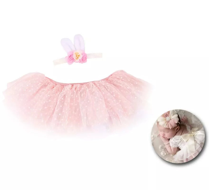 Translation missing: de.Kit de Conejito Newborn infantil: Tutú y cinta de orejas