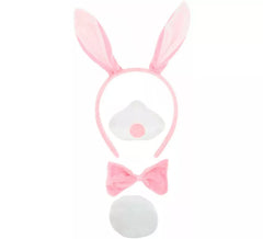 Pink Bunny Kit: Stirnband, Nase, Fliege und Schwanz