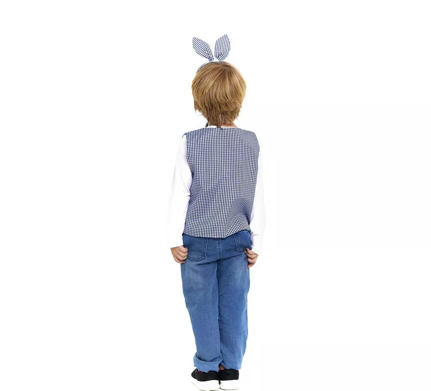 Translation missing: de.Kit de Conejo a cuadros infantil: Chaleco, diadema, pajarita y zanahoria