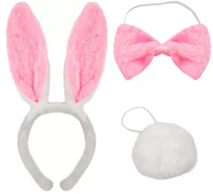 Translation missing: de.Kit de Conejo blanco y rosa: Diadema, Pajarita y Cola