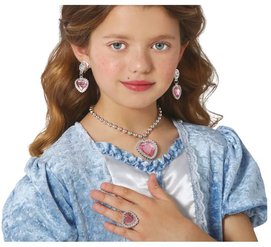 Translation missing: de.Kit de Corazón rosa infantil: Collar, Anillo y Pendientes