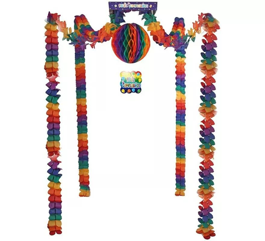 Kit de decoración Feliz Cumpleaños de 4 Guirnaldas de 3 mts