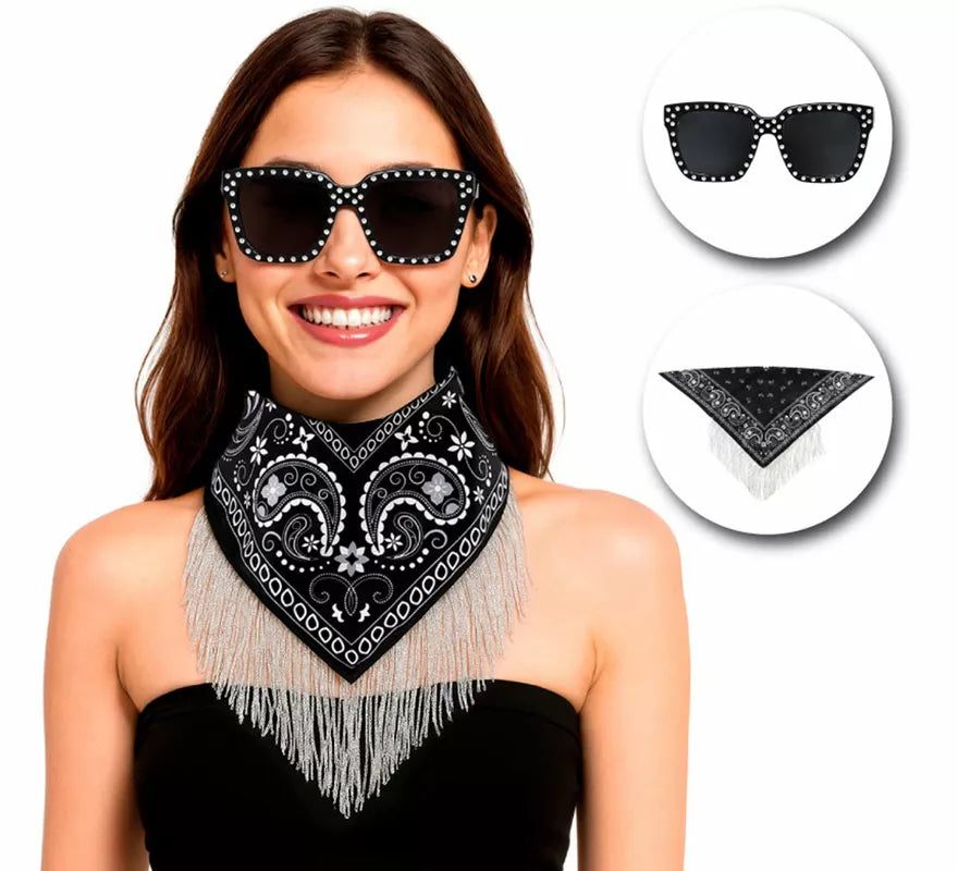 Translation missing: de.Kit de Despedida negro para mujer: Pañuelo y Gafas