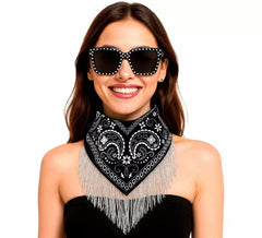 Schwarzes Junggesellinnenabschieds-Set für Frauen: Schal und Brille