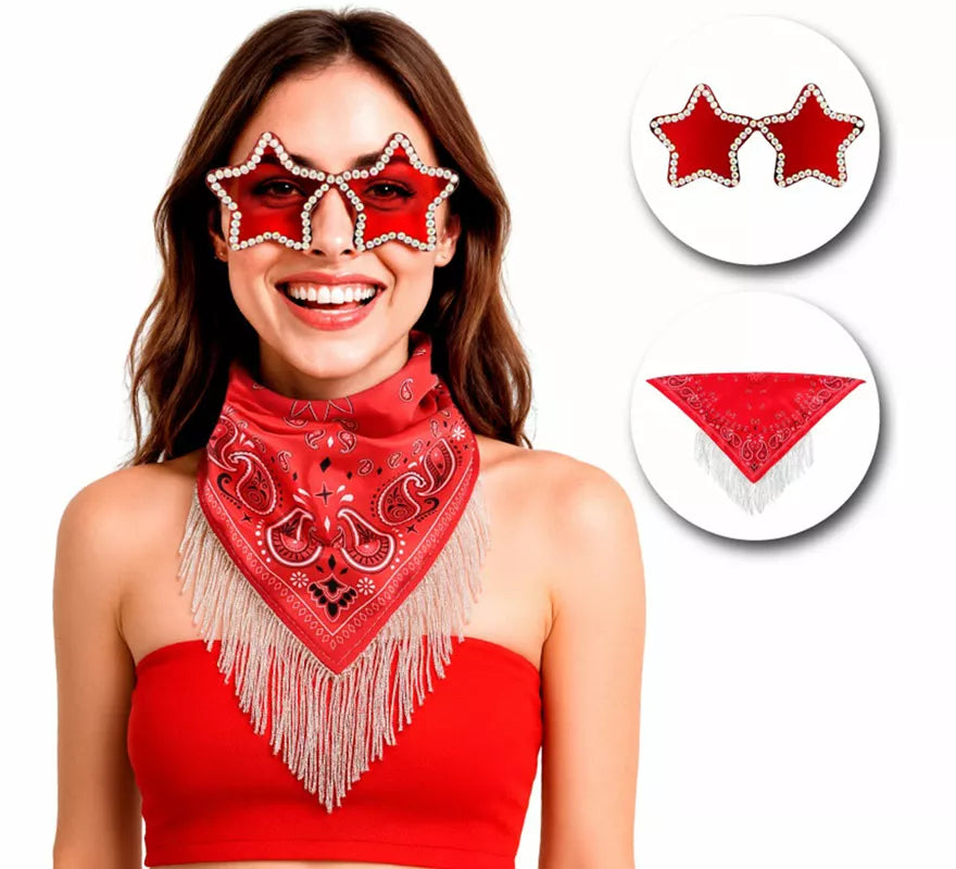 Translation missing: de.Kit de Despedida rojo para mujer: Pañuelo y Gafas