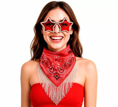 Rotes Junggesellinnenabschieds-Set für Frauen: Schal und Brille