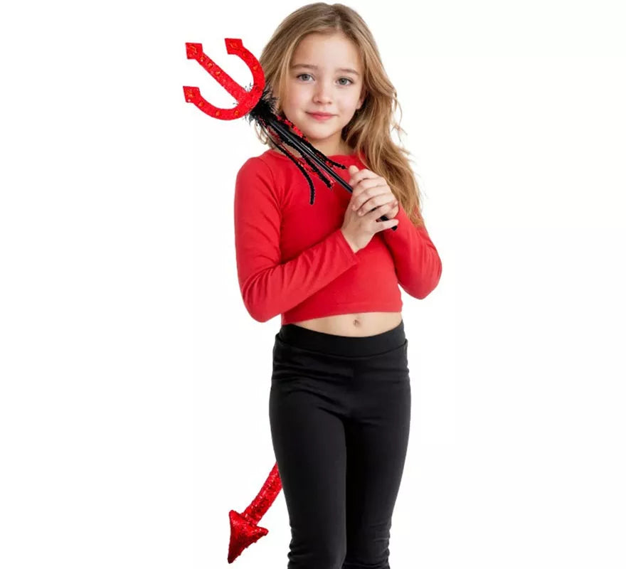 Translation missing: de.Kit de Diablo: Tridente con Cola de Lentejuela Infantil