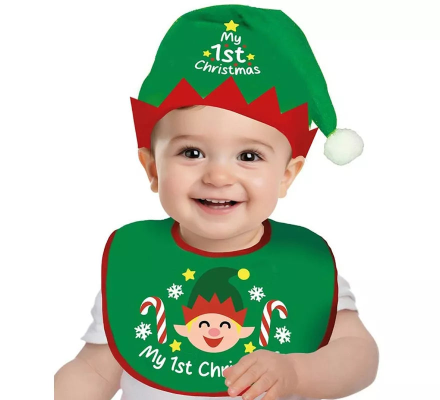 Translation missing: de.Kit de Elfo infantil: Gorro y Babero verde