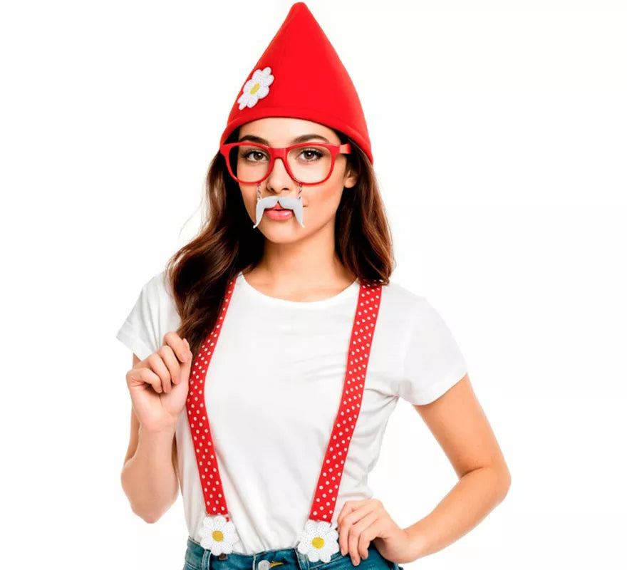 Kit de Enanita: Gorro, Gafas con Bigote y Tirantes
