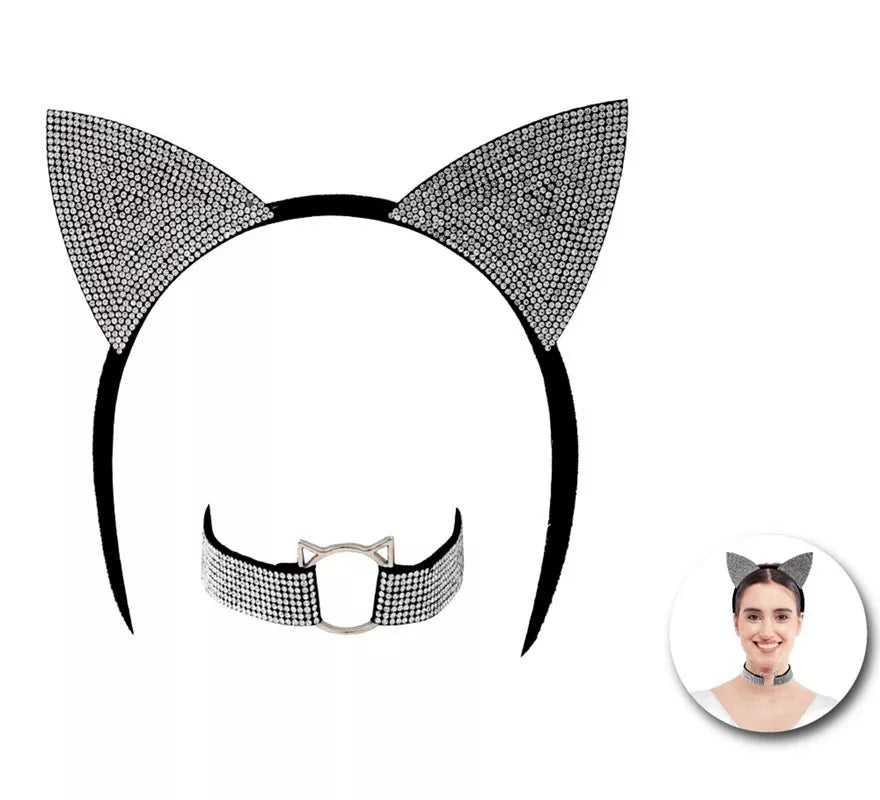 Translation missing: de.Kit de Gata brillante adulto: Diadema y Collar