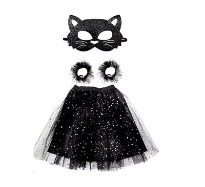 Kit de Gata negra: Tutú, Muñequeras y Antifaz