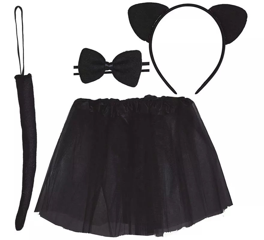 Translation missing: de.Kit de Gatita Infantil: Tutú, Diadema, Pajarita y Cola 30 cm