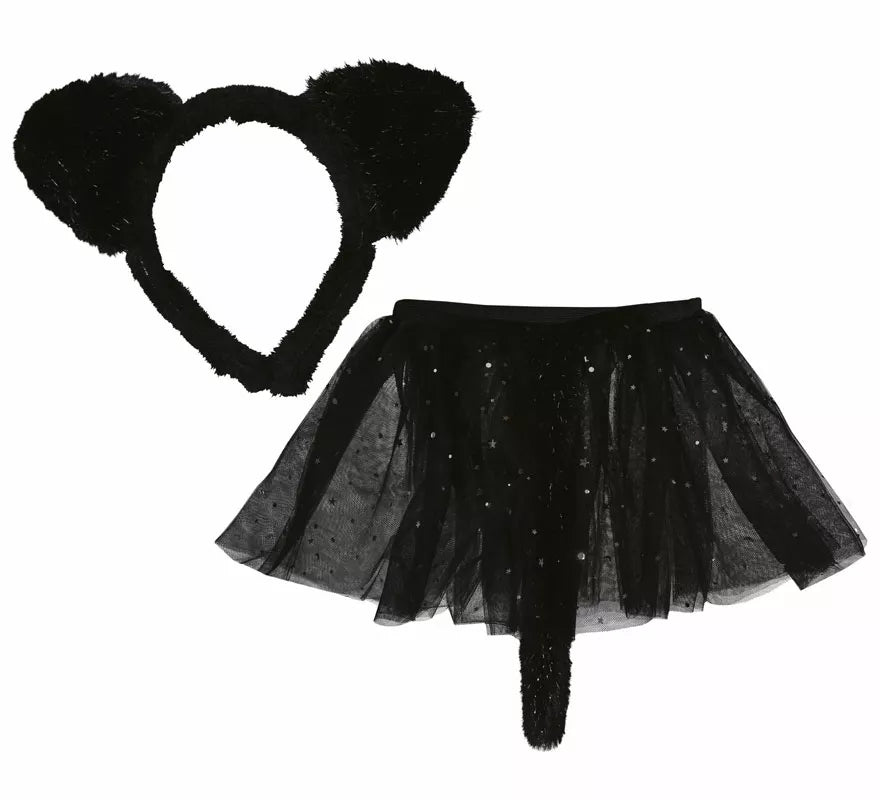 Translation missing: de.Kit de Gatita negra infantil: Diadema y falda