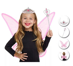 Organza- Feen-Set für Kinder : Stirnband, Zauberstab und Flügel