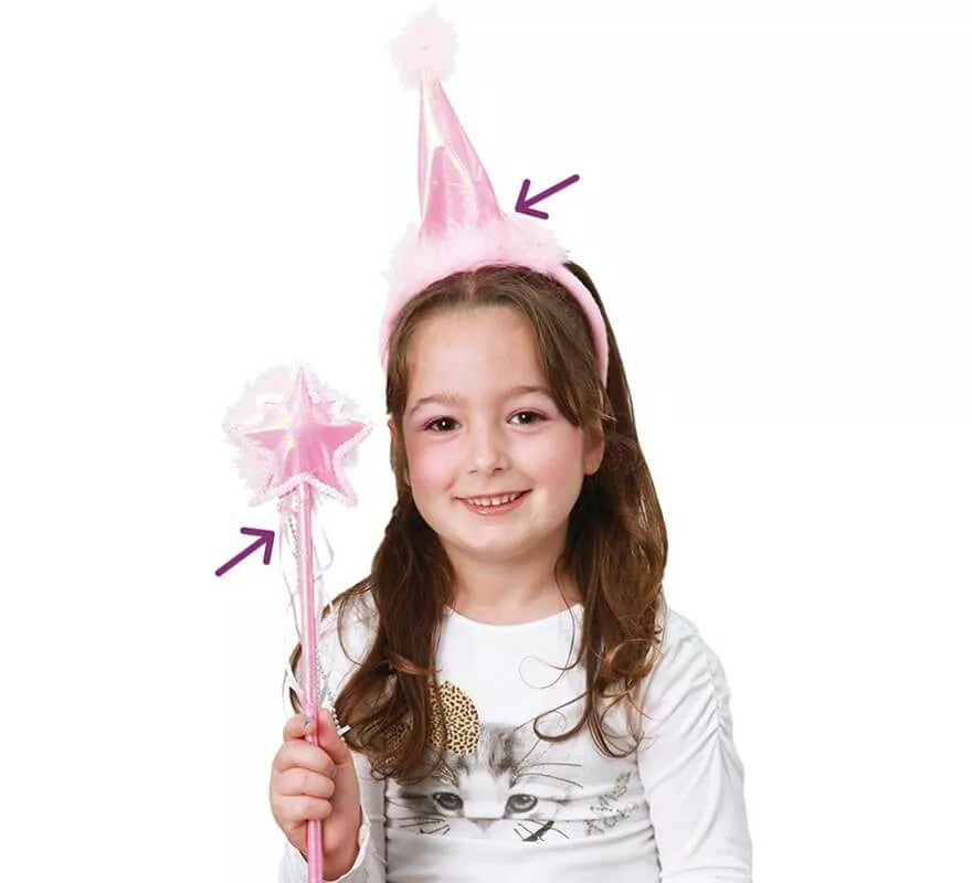 Translation missing: de.Kit de Hada Rosa Infantil: Sombrero y Varita