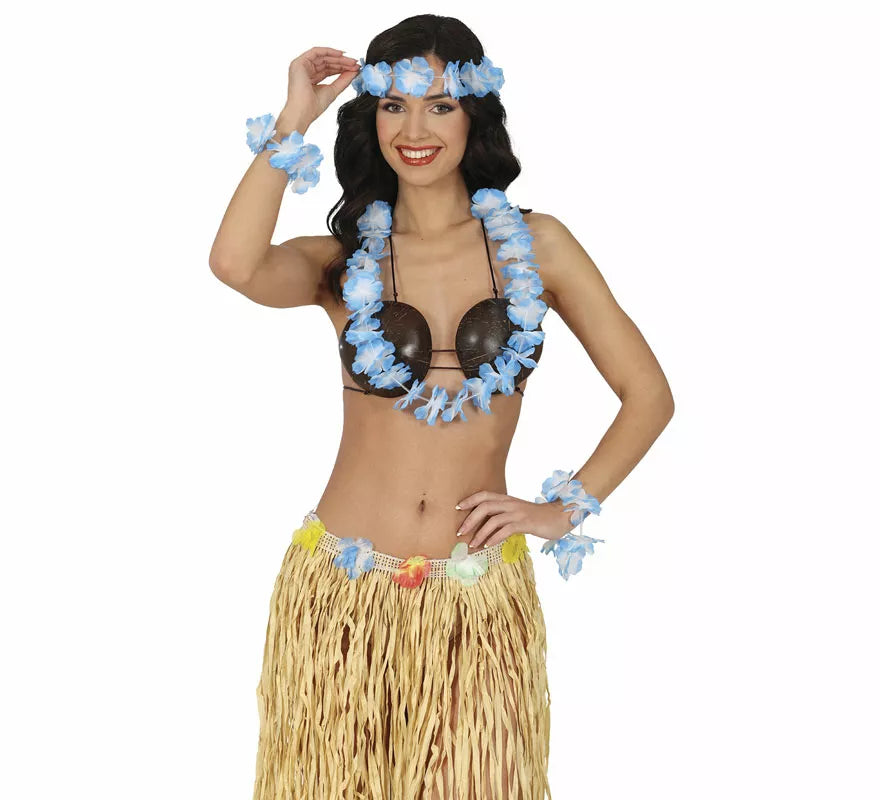 Translation missing: de.Kit de Hawaiana azul: Collar, tocado y pulseras