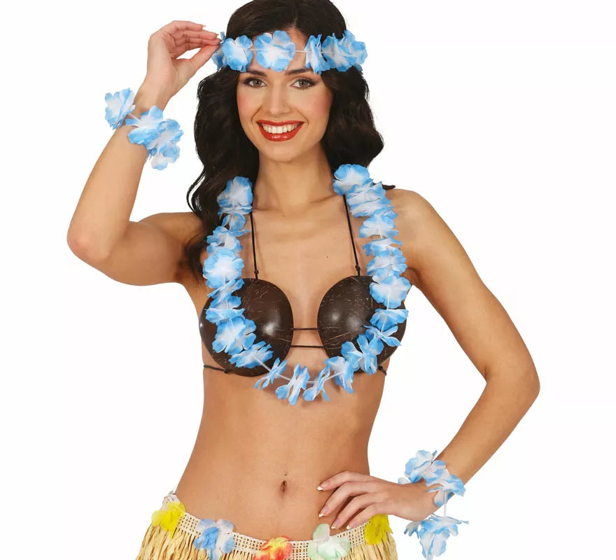 Translation missing: de.Kit de Hawaiana azul: Collar, tocado y pulseras